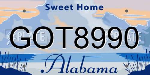 GOT8990 Alabama License Plate