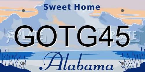 GOTG45 Alabama License Plate
