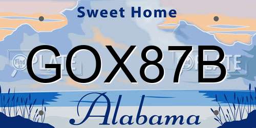 GOX87B Alabama License Plate