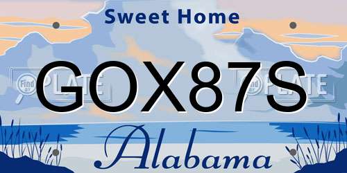 GOX87S Alabama License Plate
