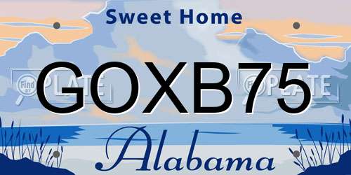 GOXB75 Alabama License Plate