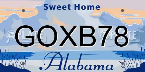 GOXB78 Alabama License Plate