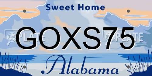 GOXS75 Alabama License Plate