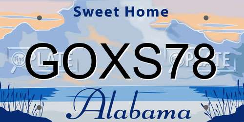 GOXS78 Alabama License Plate