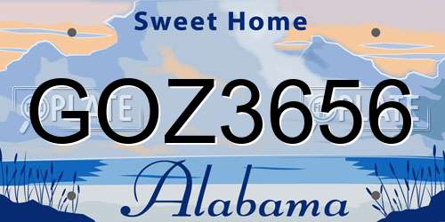 GOZ3656 Alabama License Plate