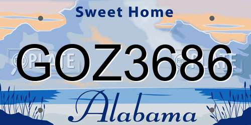 GOZ3686 Alabama License Plate