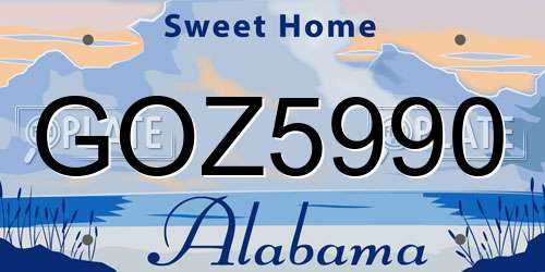 GOZ5990 Alabama License Plate