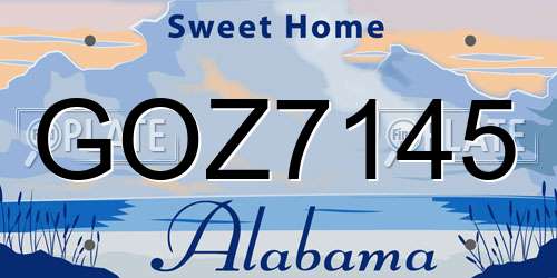 GOZ7145 Alabama License Plate