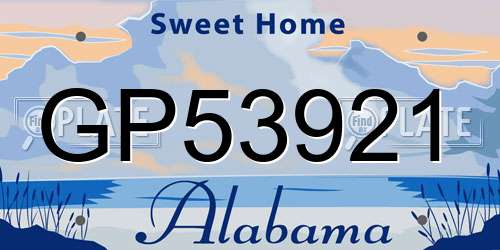 GP53921 Alabama License Plate