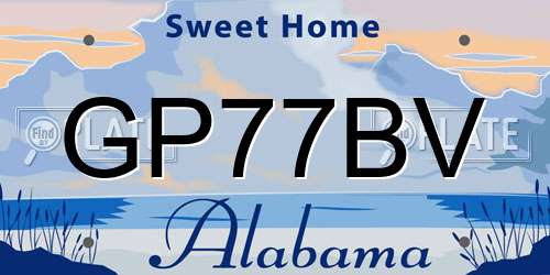 GP77BV Alabama License Plate