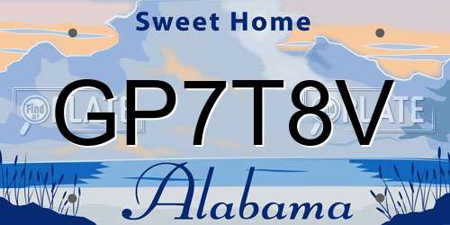 GP7T8V Alabama License Plate