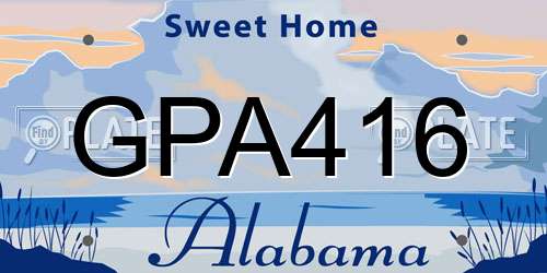 GPA416 Alabama License Plate