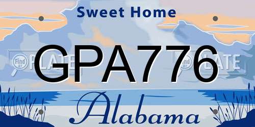 GPA776 Alabama License Plate