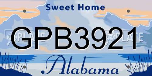 GPB3921 Alabama License Plate