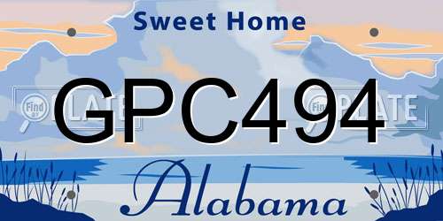 GPC494 Alabama License Plate