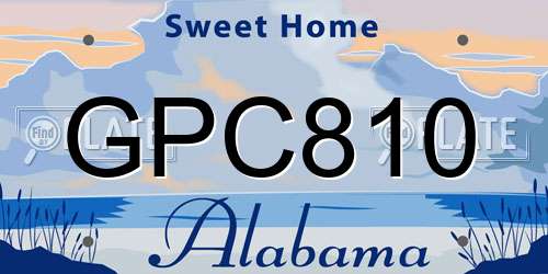 GPC810 Alabama License Plate