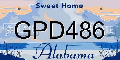 GPD486 Alabama License Plate