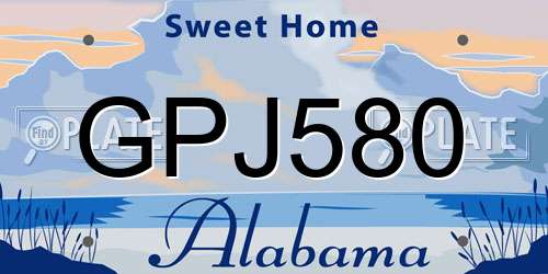 GPJ580 Alabama License Plate