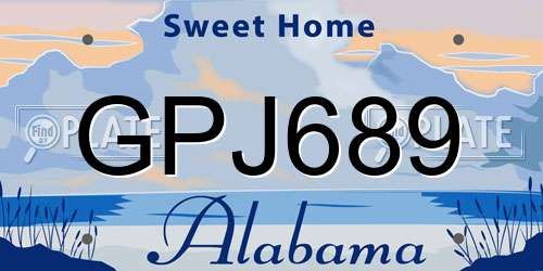 GPJ689 Alabama License Plate