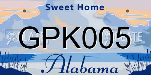 GPK005 Alabama License Plate