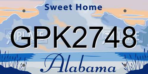 GPK2748 Alabama License Plate