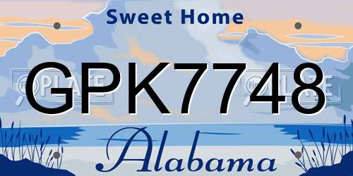 GPK7748 Alabama License Plate