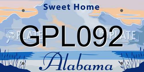 GPL092 Alabama License Plate