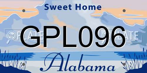 GPL096 Alabama License Plate