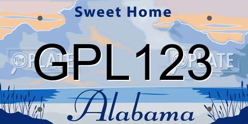 GPL123 Alabama License Plate