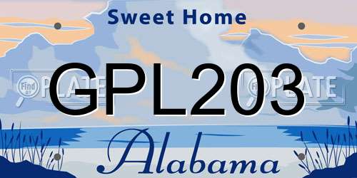 GPL203 Alabama License Plate