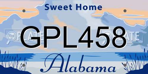 GPL458 Alabama License Plate