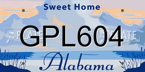 GPL604 Alabama License Plate