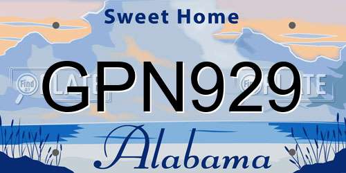 GPN929 Alabama License Plate