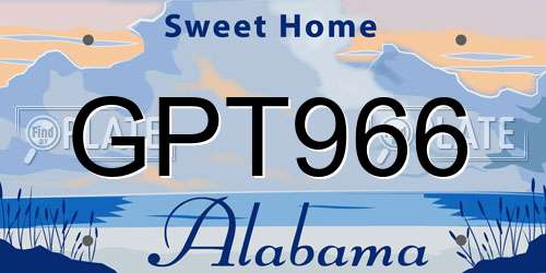 GPT966 Alabama License Plate