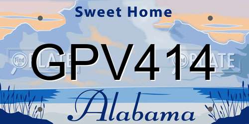 GPV414 Alabama License Plate