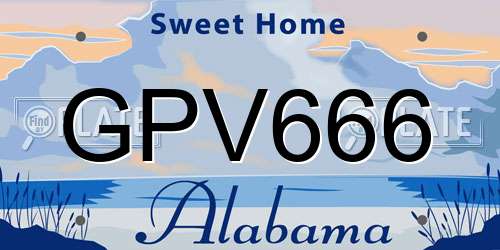 GPV666 Alabama License Plate