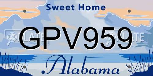 GPV959 Alabama License Plate