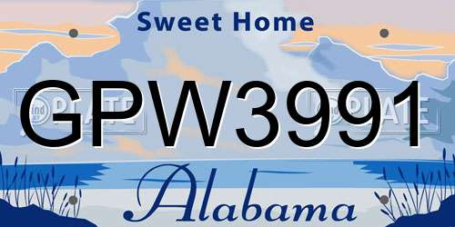 GPW3991 Alabama License Plate