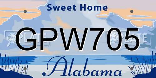 GPW705 Alabama License Plate