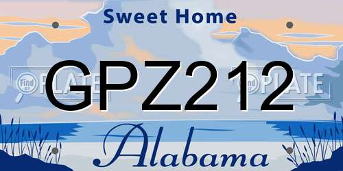 GPZ212 Alabama License Plate