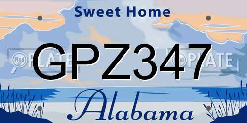 GPZ347 Alabama License Plate