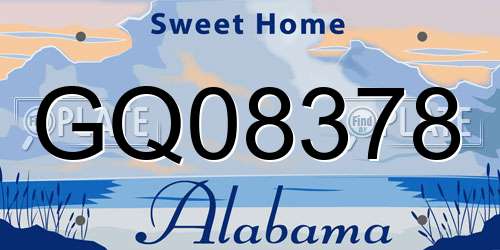 GQ08378 Alabama License Plate