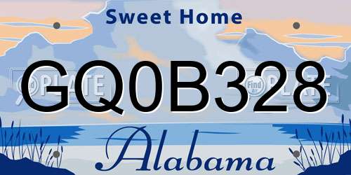 GQ0B328 Alabama License Plate