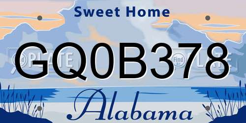 GQ0B378 Alabama License Plate
