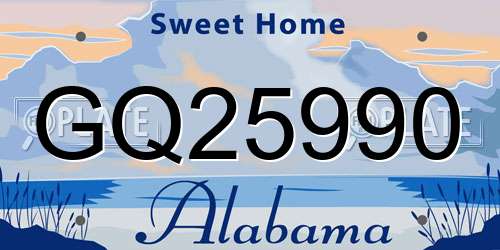 GQ25990 Alabama License Plate