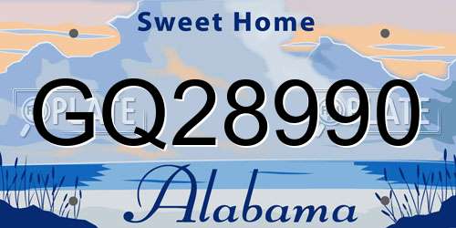 GQ28990 Alabama License Plate