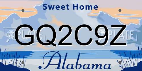 GQ2C9Z Alabama License Plate