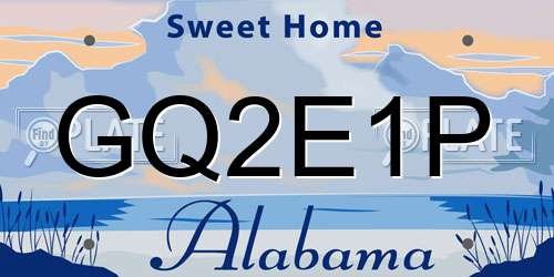 GQ2E1P Alabama License Plate