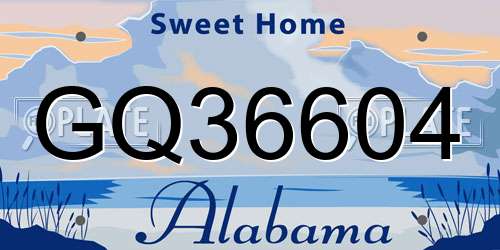 GQ36604 Alabama License Plate