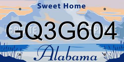 GQ3G604 Alabama License Plate
